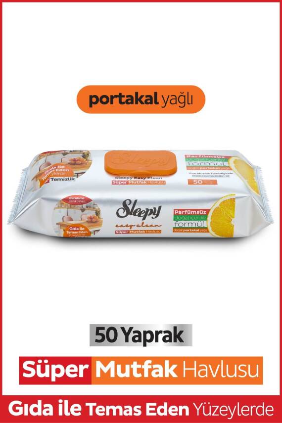 Sleepy Easy Clean Süper Yüzey Temizlik Mutfak Havlusu&mendili Portakal Yağlı 50 Yaprak - 1