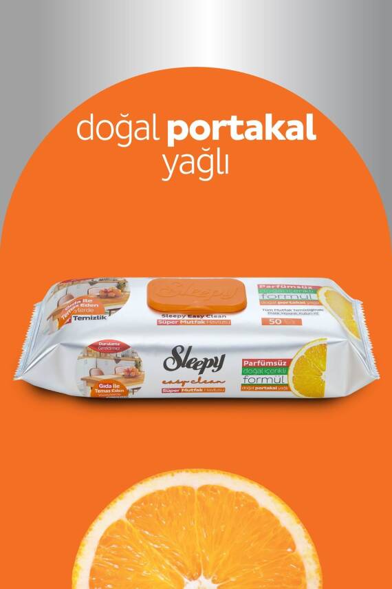 Sleepy Easy Clean Süper Yüzey Temizlik Mutfak Havlusu&mendili Portakal Yağlı 50 Yaprak - 3