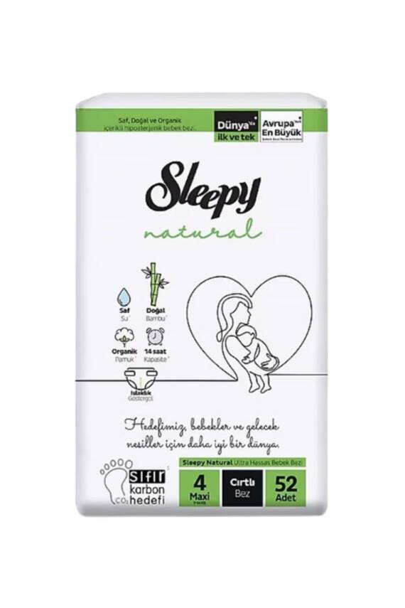Sleepy Natural Jumbo Maxi 4 Beden 52'li Bebek Bezi - 1
