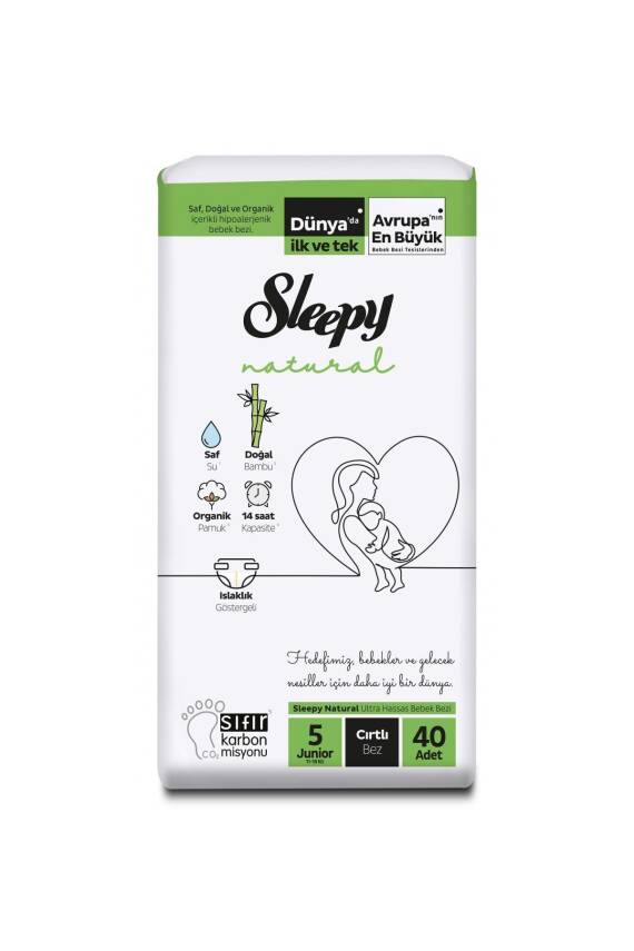 Sleepy Natural 2 Li Jumbo Bebek Bezi Junior 5 Numara 40 Adet 11-18 Kg - 1