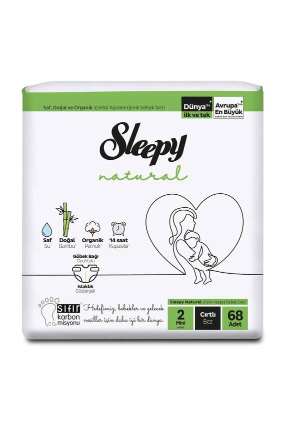 Sleepy Natural Jumbo Paket 2 Beden Mini 3-6 Kg 68'li - 1