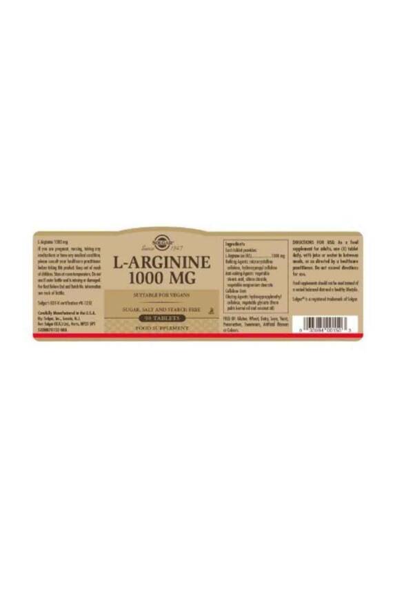 Solgar L-Arginine 1000 Mg 90 Tablet - 7