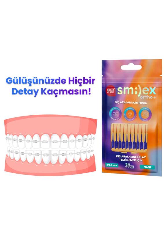 Splat 0,5mm S Beden Elastik Uçlu Diş Arası Fırçası Smilex Ortho Nane Aromalı - 2