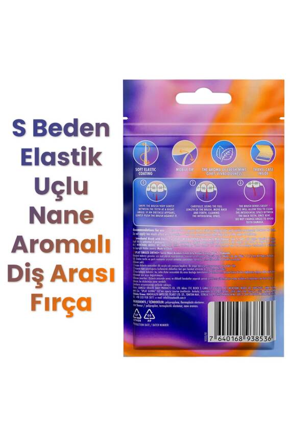 Splat 0,5mm S Beden Elastik Uçlu Diş Arası Fırçası Smilex Ortho Nane Aromalı - 5