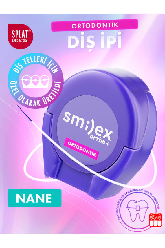 Splat Diş Telleri İçin Özel Smilex Ortho+ Nane Aromalı Diş İpi - 1