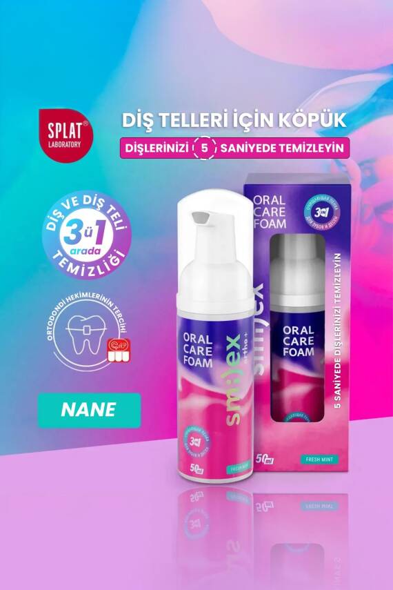 Splat Diş Ve Diş Telleri Için Beyazlatıcı Ağız Temizleme Köpüğü Nane Aromalı 3'ü 1 Arada 50 ml - 1