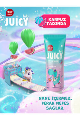 Splat Juicy Lab +3 Yaş Karpuzlu Çocuk Diş Macunu Renkli Simli Çürük Önleyici Doğal Macun - 3