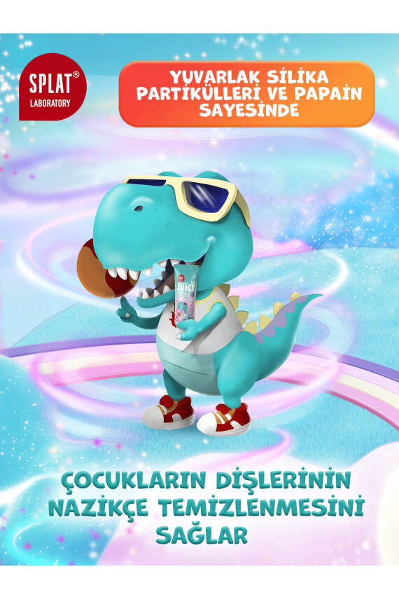 Splat Juicy Lab +3 Yaş Karpuzlu Çocuk Diş Macunu Renkli Simli Çürük Önleyici Doğal Macun - 4