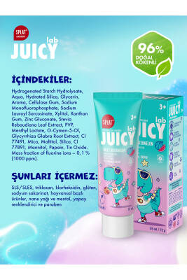 Splat Juicy Lab +3 Yaş Karpuzlu Çocuk Diş Macunu Renkli Simli Çürük Önleyici Doğal Macun - 2