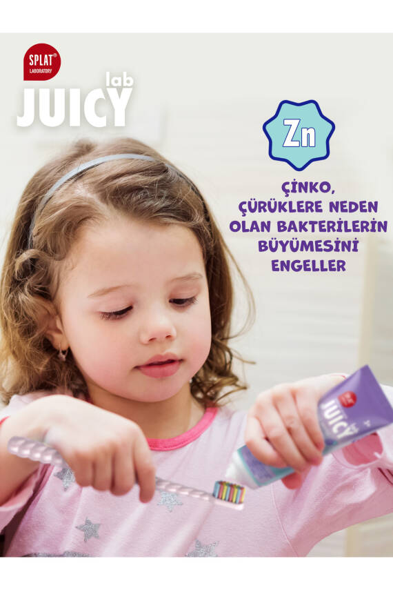 Splat Juicy Lab +3 Yaş Karpuzlu Çocuk Diş Macunu Renkli Simli Çürük Önleyici Doğal Macun - 6