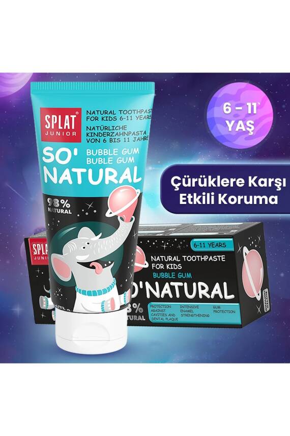 Splat Junior Diş Macunu So' Natural 6-11 Bubble Gum %98 Natural 73 g - 1
