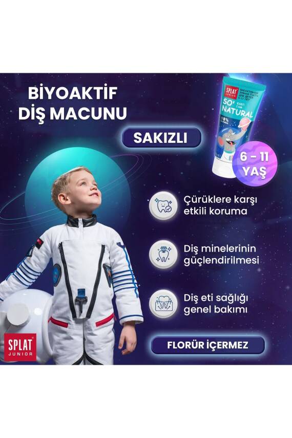 Splat Junior Diş Macunu So' Natural 6-11 Bubble Gum %98 Natural 73 g - 2