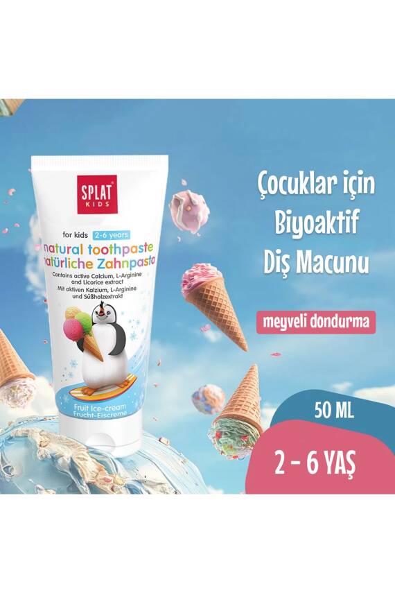 Splat Meyveli Dondurma Tadında 2-6 Yaş Çocuk Diş Macunu 50 ml - 1