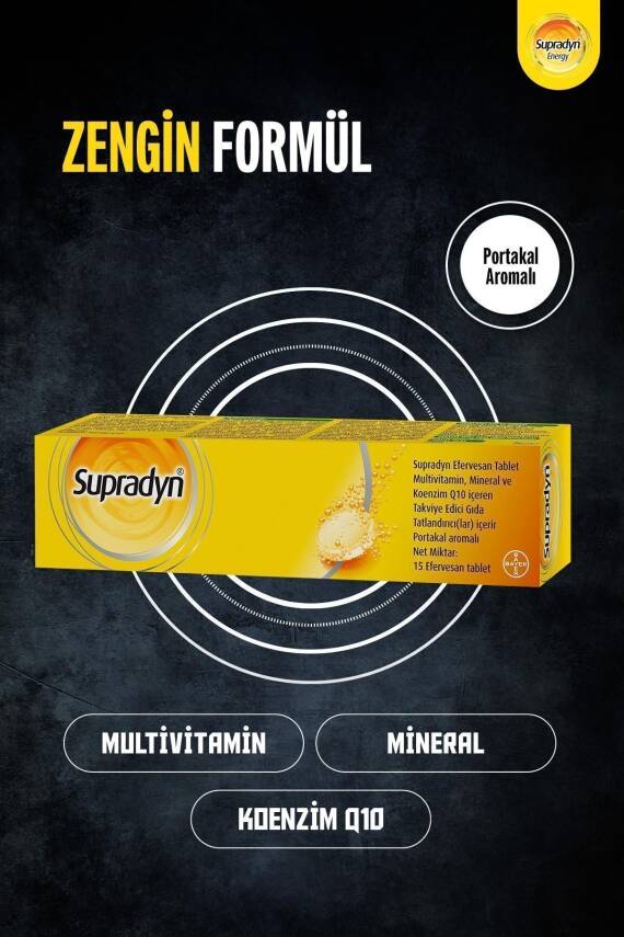 Supradyn 15 Efervesan Tablet | Koenzim Q10, Multivitamin Ve Mineral Içeren Takviye Edici Gıda - 3