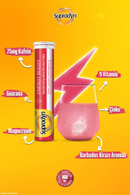 Supradyn Energy Boost 15 Efervesan Tablet l Kafein, Guarana, Multivitamin ve Mineral - 6