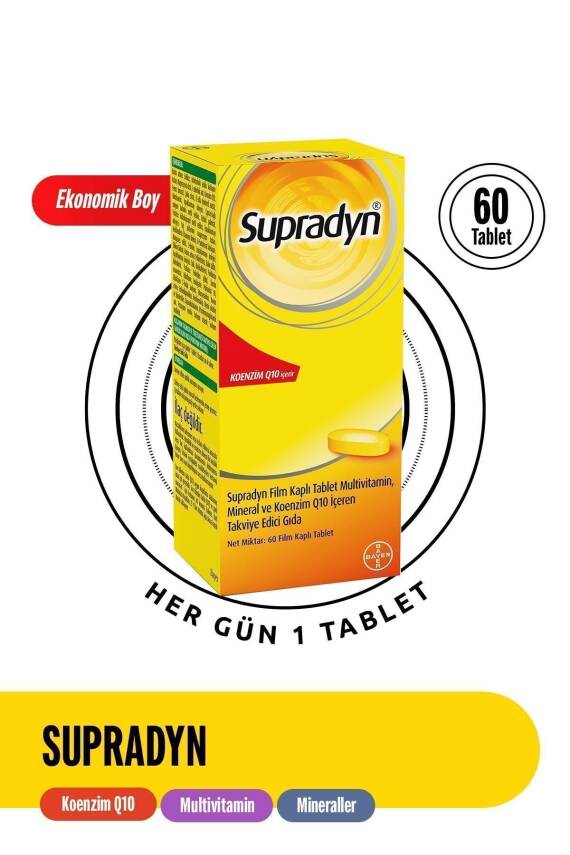 Supradyn Koenzim Q10, Multivitamin Ve Mineral Içeren 60 Film Kaplı Tablet - 1