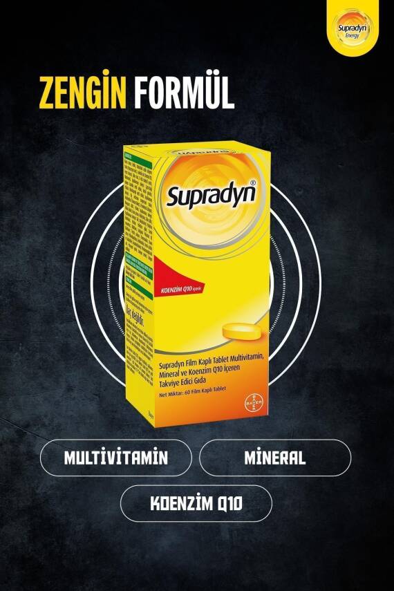 Supradyn Koenzim Q10, Multivitamin Ve Mineral Içeren 60 Film Kaplı Tablet - 3