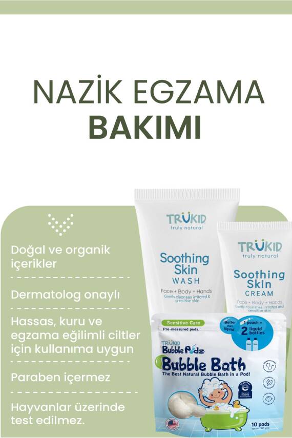 Trukid Trubaby Soothing Skin (ECZEMA) Face & Body Wash 236,5 ml - Yüz & Vücut Yıkama Jeli - 5