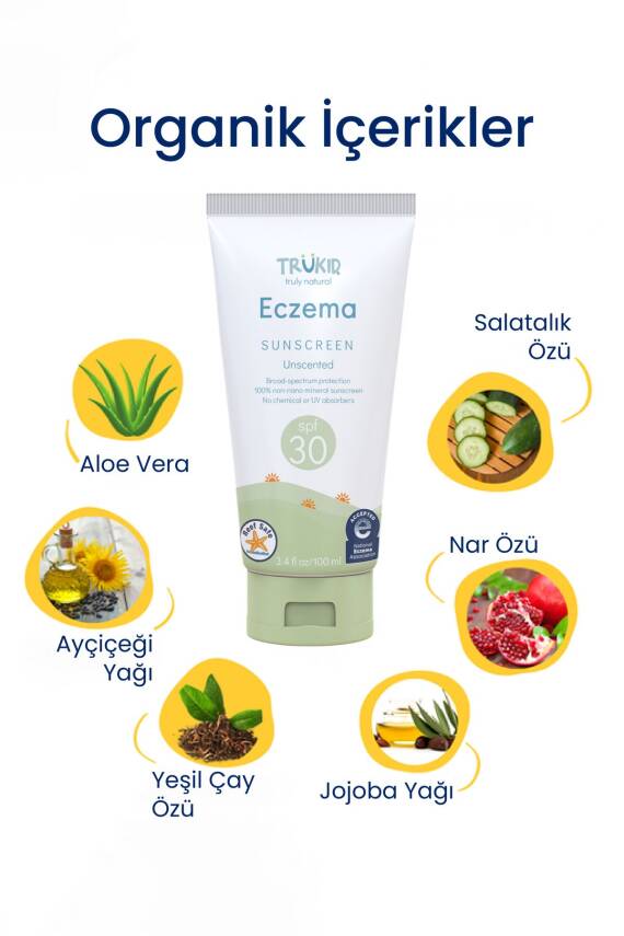 Trukid Trubaby Spf30 Sunscreen 100 ml - Egzamalı Ciltler Için Güneş Kremi - 4