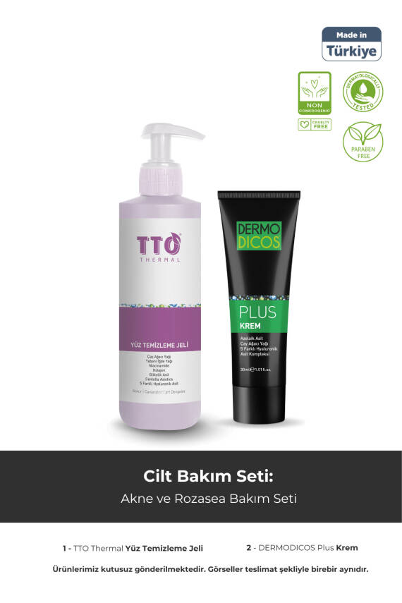 Tto Akne ve Rozasea Bakım Seti Temizleme Jeli Dermodicos Plus - 1