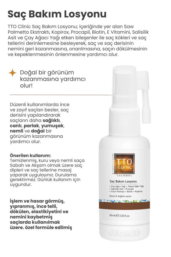 Tto Clinic Güçlendirici & Dökülme Karşıtı Saç Losyonu 60 ml (ÇAY AĞACI YAĞI / PROCAPİL / SAÇKIRAN) - 4