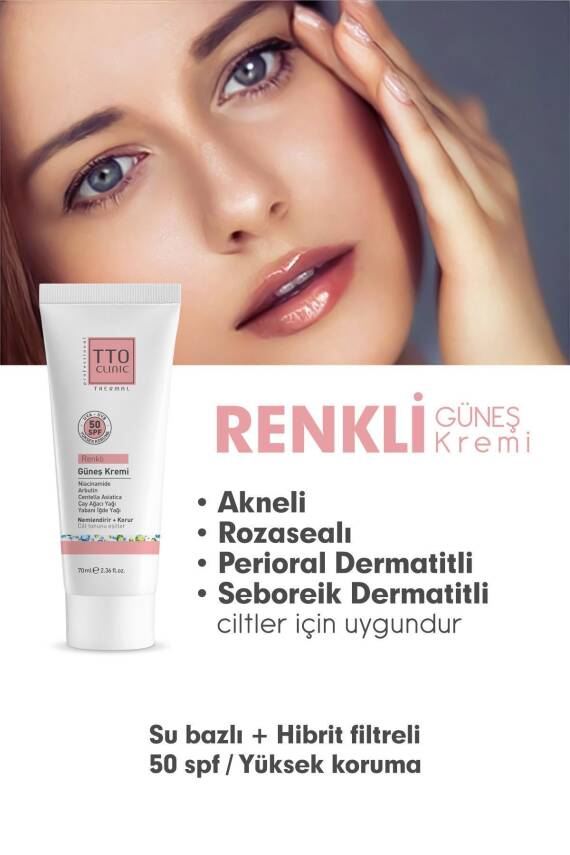 Tto Clinic Renkli Güneş Koruyucu Krem SPF50 70ml - 3