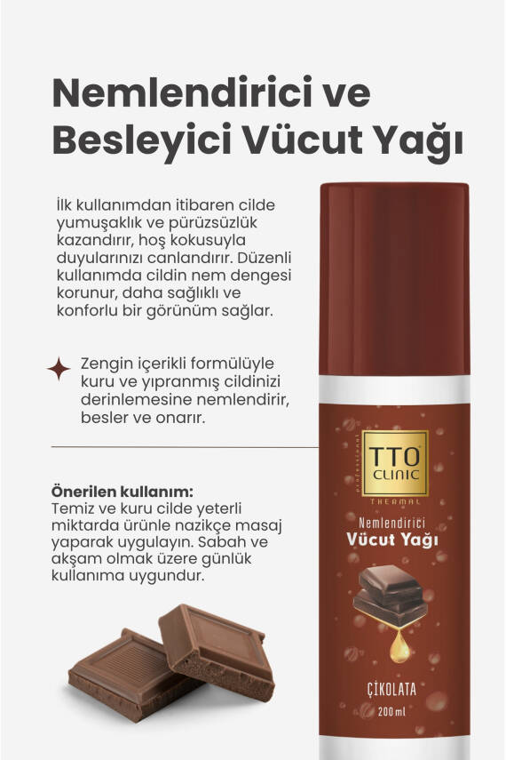 Tto Clinic Vücut Yağı Çikolata 200 ml (ÇAY AĞACI YAĞI / TEA TREE OIL) - 4
