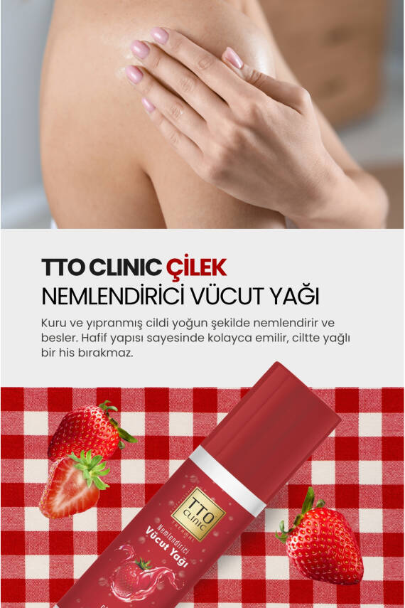 Tto Clinic Vücut Yağı Çilek 200 ml (ÇAY AĞACI YAĞI / TEA TREE OIL) - 3