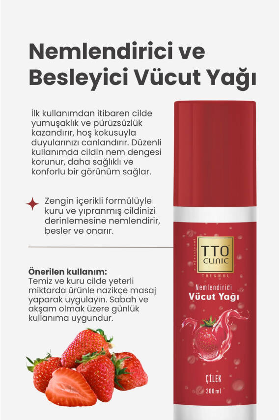 Tto Clinic Vücut Yağı Çilek 200 ml (ÇAY AĞACI YAĞI / TEA TREE OIL) - 5