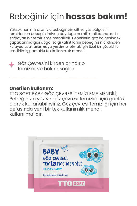 Tto Soft Baby Bebek Göz Çevresi Temizleme Mendili 12'li - 4