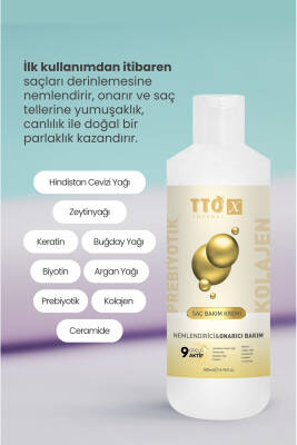 Tto X Nemlendirici Ve Onarıcı Saç Kremi Kolajen Ve Prebiyotik 500ml - 5