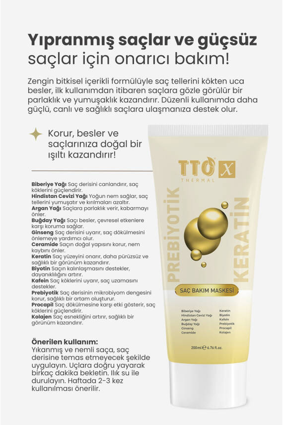 Tto X Prebiyotik Saç Bakım Maskesi 200ml - 4