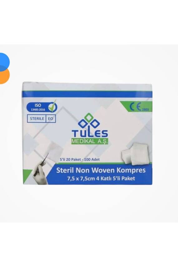 Tules Steril Spanç (Non Woven) 7,5cm x 7,5cm 4 kat 100'lü Kutu - 1