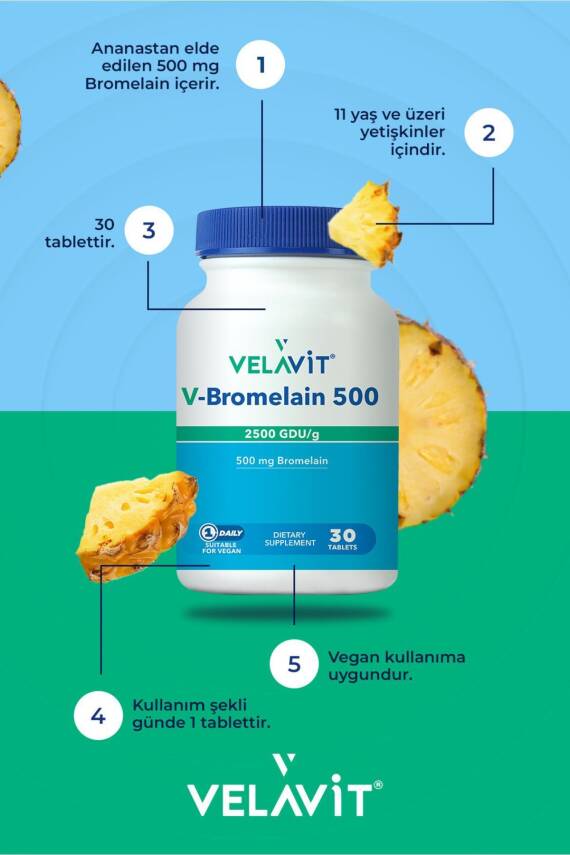 Velavit V-bromelain 500 2500 Gdu/g 30 Tablet - 2
