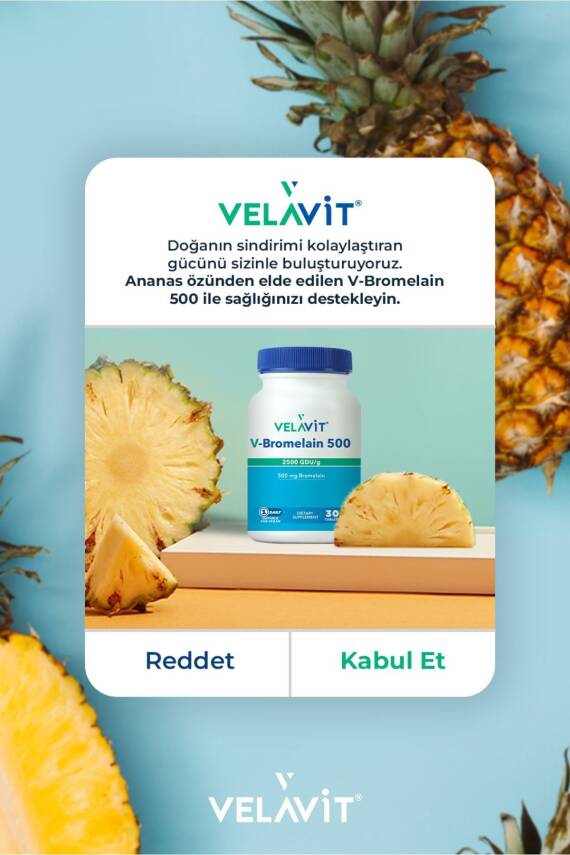 Velavit V-bromelain 500 2500 Gdu/g 30 Tablet - 5