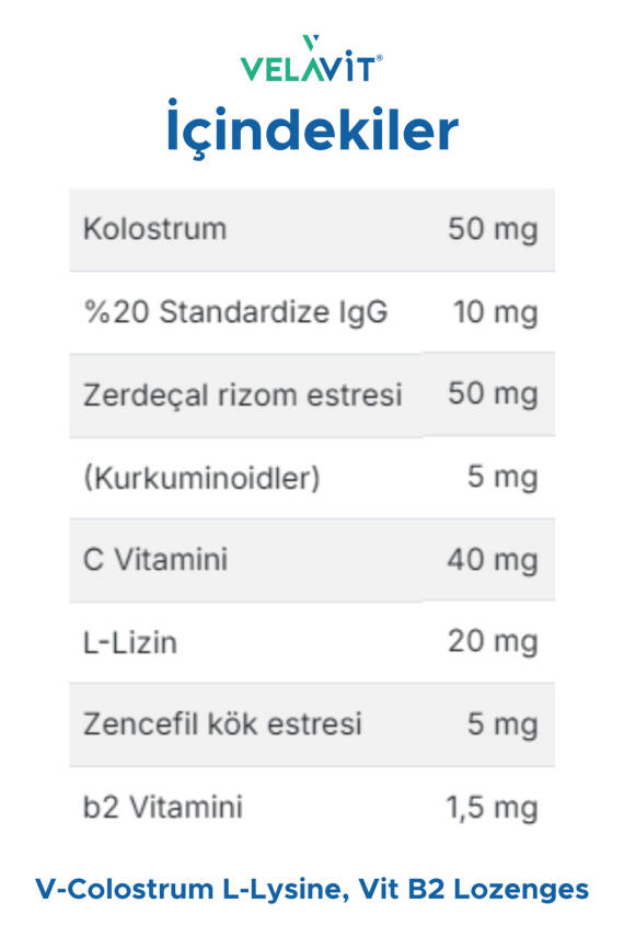 Velavit V- Colostrum With L-lysine Vitamin B2 Lozenges 15 Pastil - 2