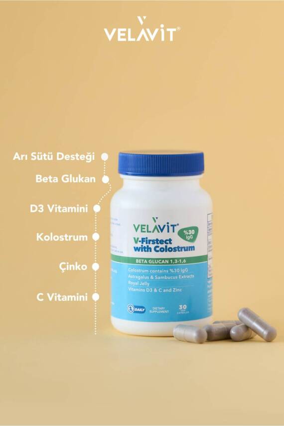Velavit V-Firstect with Colostrum 30 Kapsül - 6