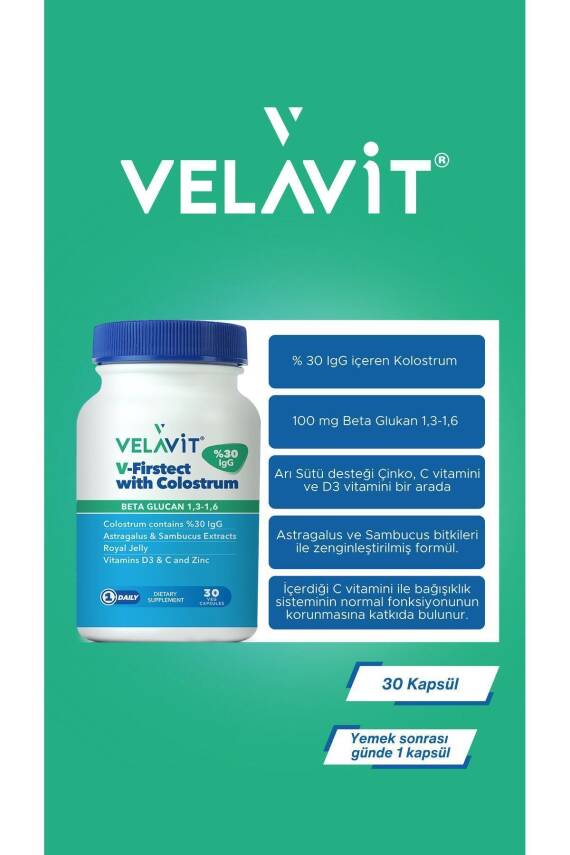 Velavit V-Firstect with Colostrum 30 Kapsül - 7