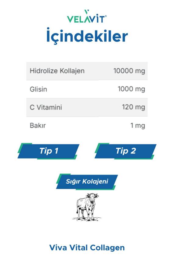 Velavit Viva Vital Collagen 30 Toz Saşe 10.000 Mg, Ekstra Glisinli Kollajen - 2