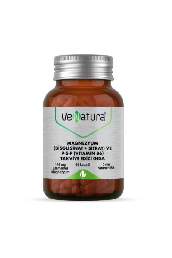 Venatura Magnezyum Bisglisinat Sitrat P5P Vitamin B6 60 Kapsül - 1