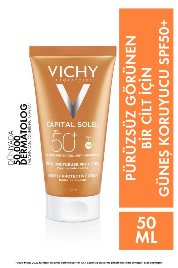 Vichy Capital Soleil Velvety Cream Çok Yüksek Korumalı Yüz Güneş Kremi SPF50 50 ml - 1