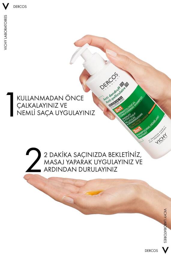 Vichy Dercos 2’si 1 Arada Kepek Karşıtı & Nemlendirici Şampuan 390ml - 4
