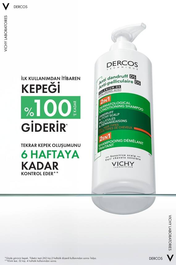 Vichy Dercos 2’si 1 Arada Kepek Karşıtı & Nemlendirici Şampuan 390ml - 2