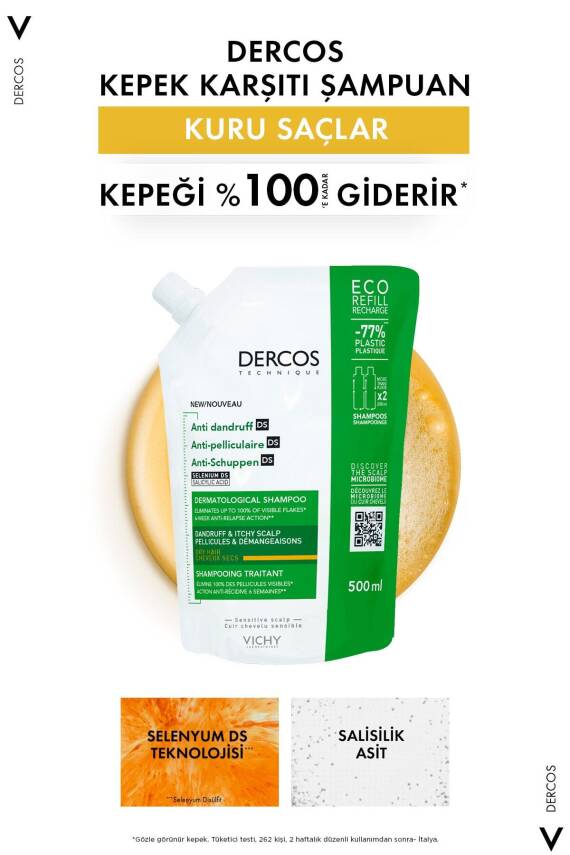 Vichy Dercos Anti-dandruff Kepek Karşıtı Bakım Şampuanı, Kuru Saçlar , Yeniden Dolum Paketi 500 Ml - 6