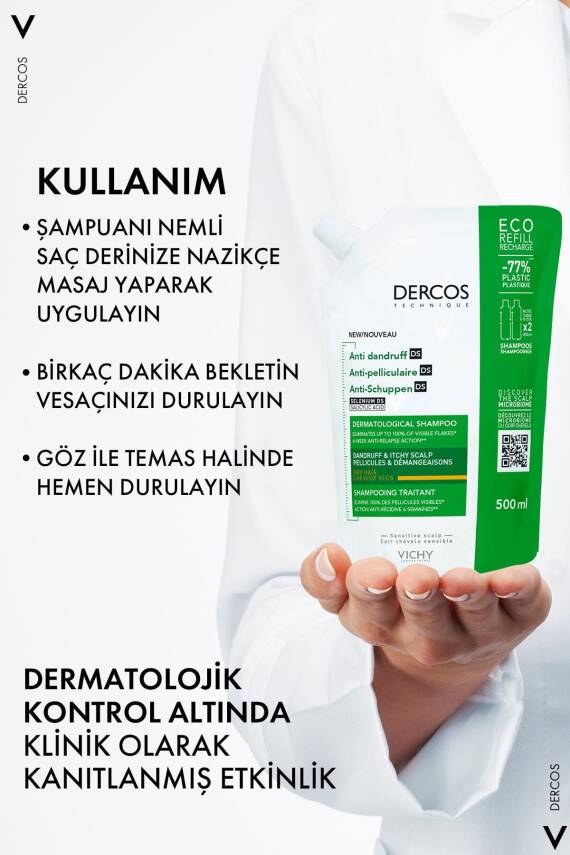Vichy Dercos Anti-dandruff Kepek Karşıtı Bakım Şampuanı, Kuru Saçlar , Yeniden Dolum Paketi 500 Ml - 8
