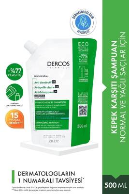 Vichy Dercos Normal/Yağlı Saçlar İçin Kepek Karşıtı Saç Bakım Şampuanı Yeniden Dolum Paketi 500 ML - Vichy