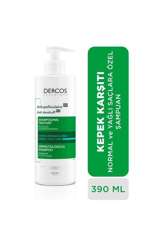 Vichy Dercos Anti-Dandruff Normal ve Yağlı Saçlar İçin Kepeğe Karşı Etkili Bakım Şampuanı 390 ml - 1