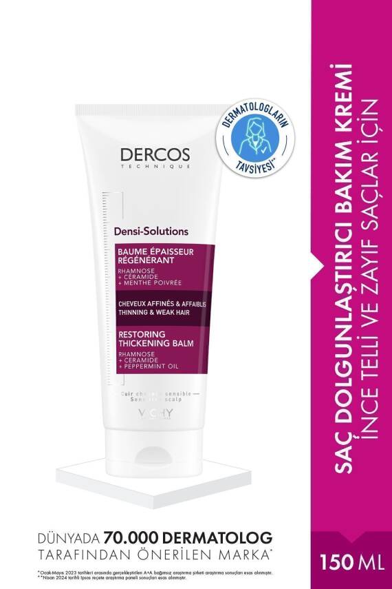 Vichy Dercos Densi Solutions İnce Telli & Zayıf Saçlar için Dolgunlaştırıcı ve Yoğunlaştırıcı Krem 150 ML - 1