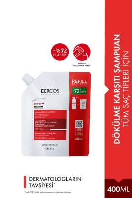 Vichy Dercos Energising Saç Dökülmesine Karşı Şampuan, Yeniden Dolum Paketi 400 ml - 1