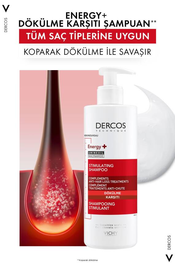 Vichy Dercos Energy Saç Dökülmesi Karşıtı Şampuan 400 ml - 2